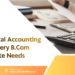 Promotional banner by TriOid Skills featuring the title “10 Critical Accounting Skills Every B.Com Graduate Needs” with an image of a person using a calculator and contact details at the bottom.